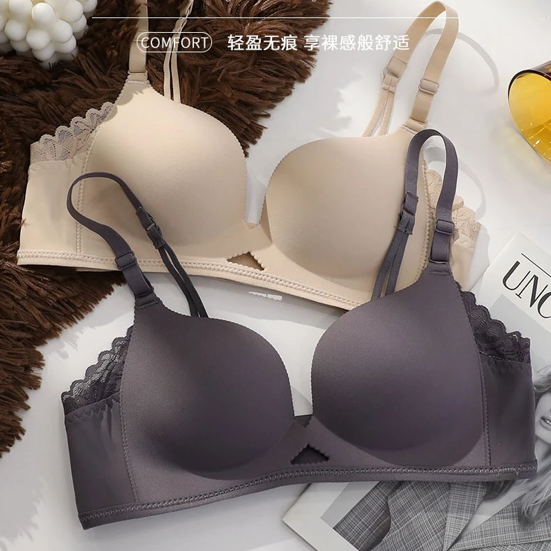 新品日本轻木棉无痕聚拢内衣调整型光面薄款无钢圈背心