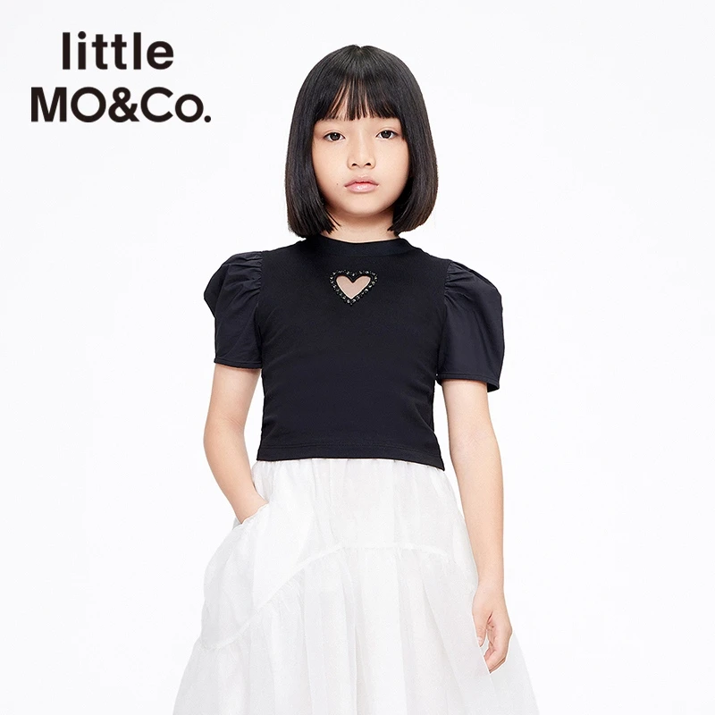 little moco童装夏装新款女童修身纯棉短袖上衣时尚#KBB2TOP020