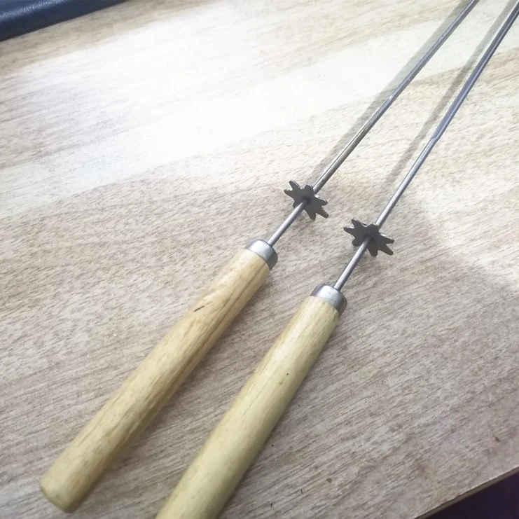 升级不锈钢木柄烧烤扁签烤肉串钢钎隔档片烧烤签子户外配件用品