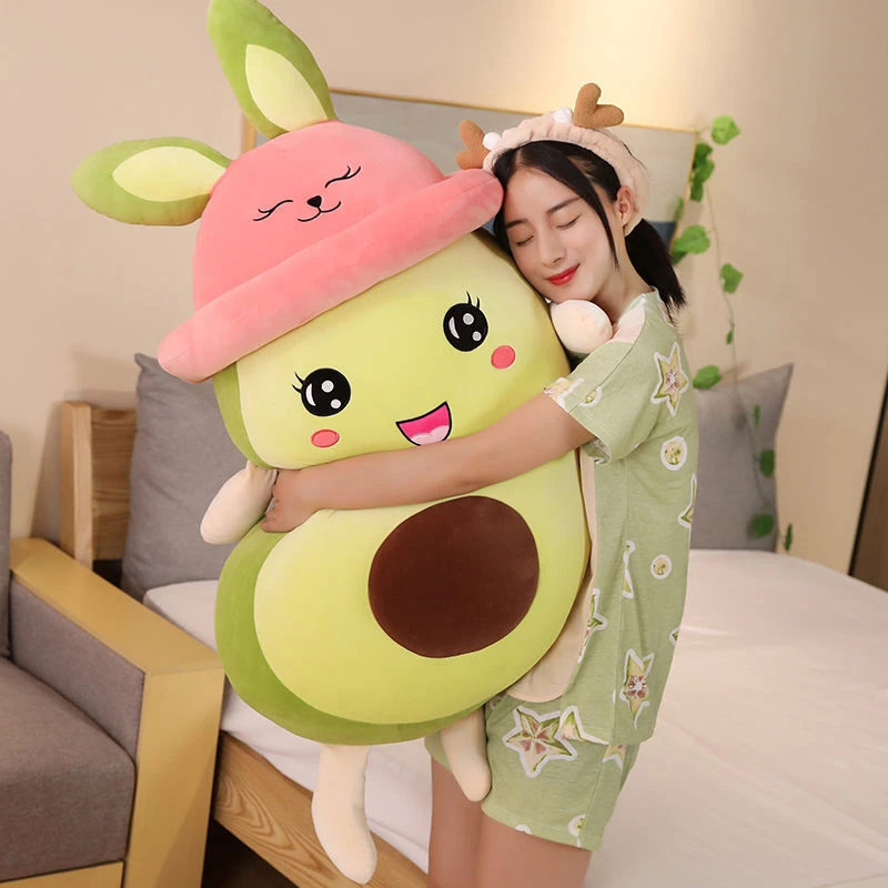 牛油果抱枕女生睡觉毛绒玩具布娃娃抱睡公仔大号可爱创意玩偶床上