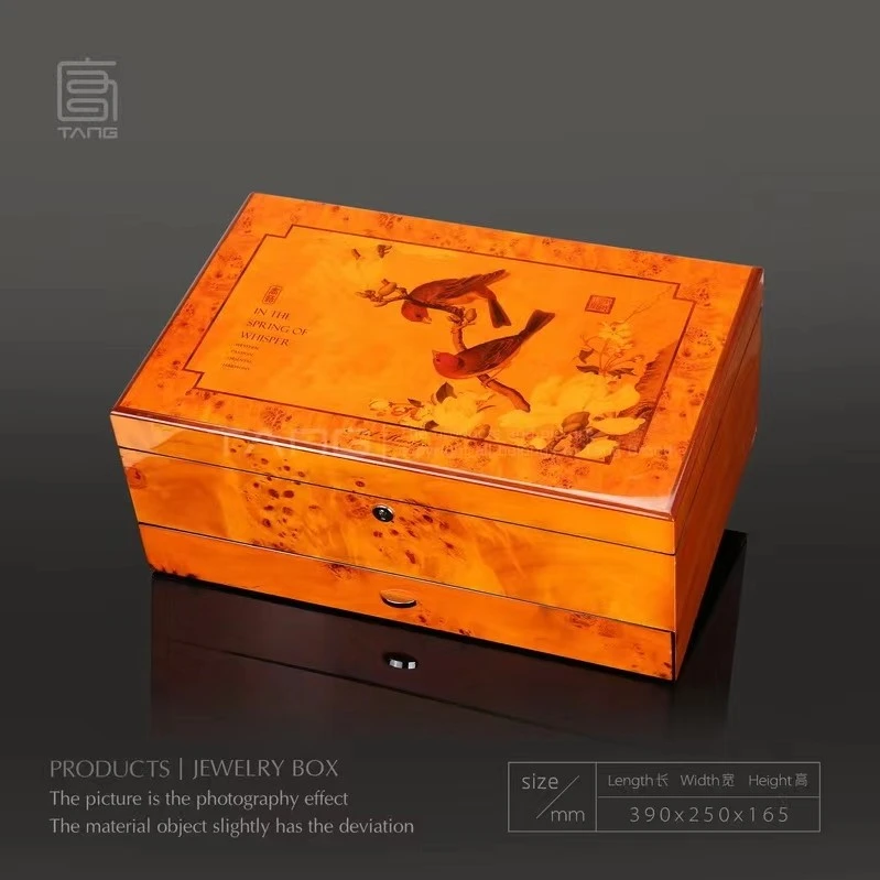 东与西艺术大师钢琴漆树瘤首饰盒珠宝翡翠盒首饰箱珠宝箱JB895