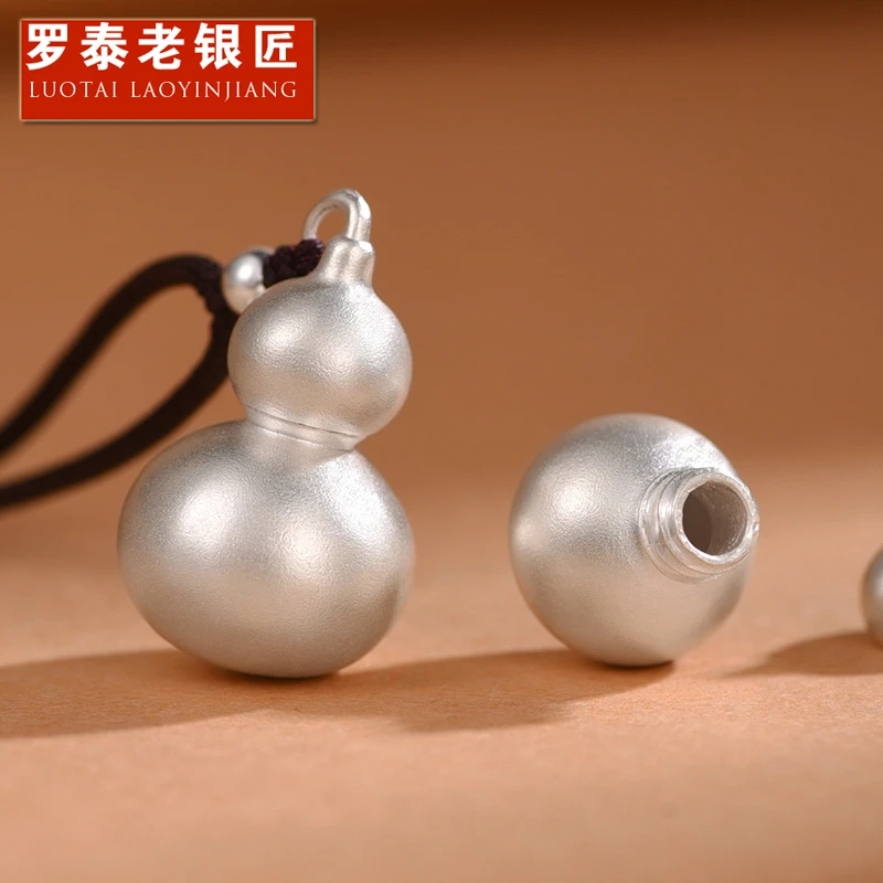 罗泰老银匠 吊坠足银 999纯银葫芦吊坠男女士款复古小众项链挂件