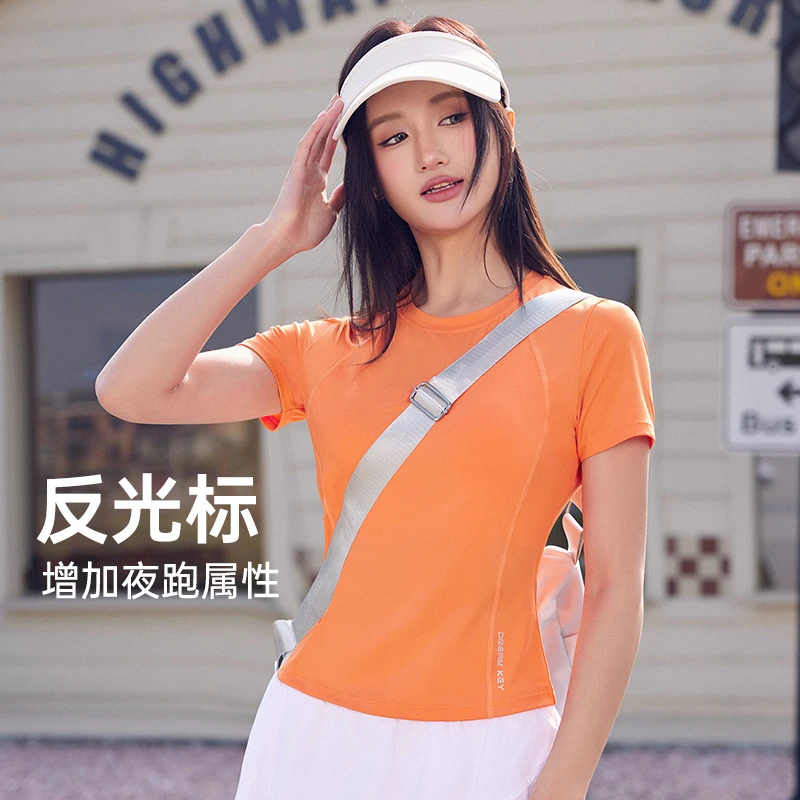 DK运动T恤女显瘦瑜伽短袖透气网纱训练跑步上衣短袖3095