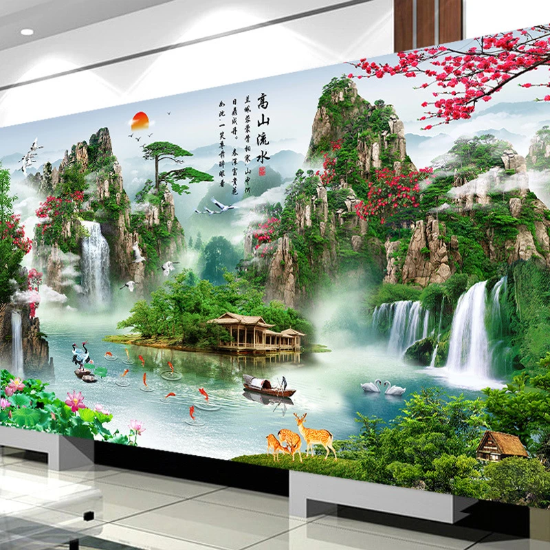 新款钻石画满钻客厅20255D贴钻十字绣流水生财风景山水画点砖石秀