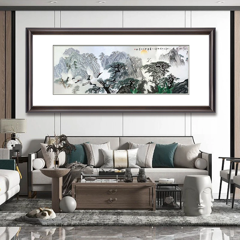 金吴针纯手工刺绣画苏绣成品挂画大客厅办公室山水装饰画江山多娇
