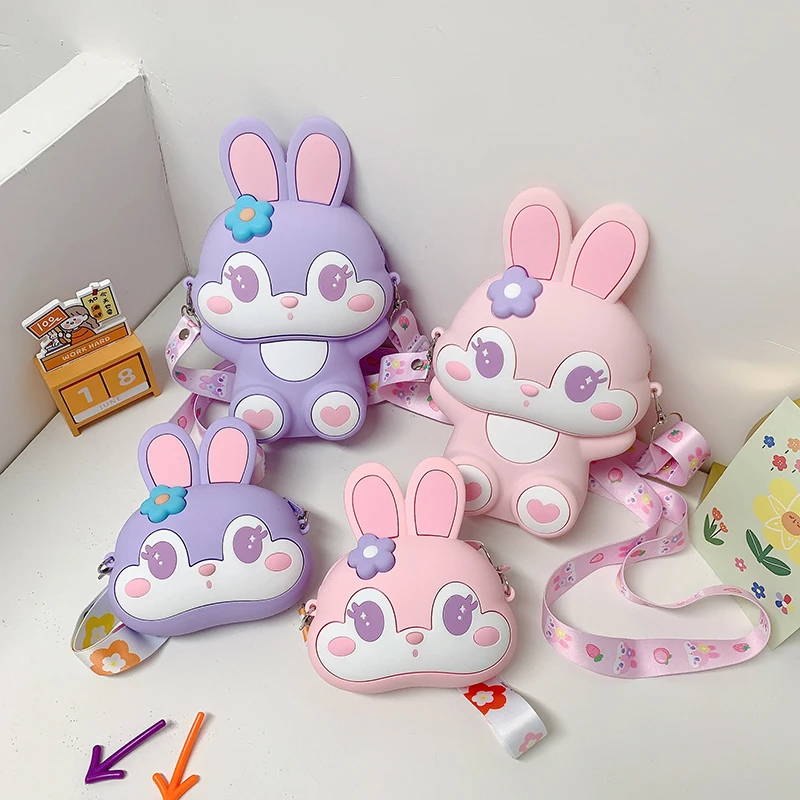 公主斜挎包 可爱超萌小兔子硅胶包公主包时尚卡通小女孩斜挎包