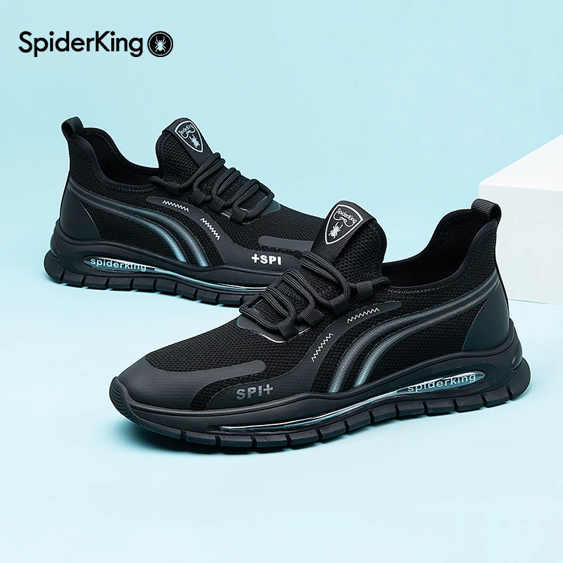 蜘蛛王鞋2025年春季男士软底休闲鞋飞织防滑防水运动一脚蹬880037