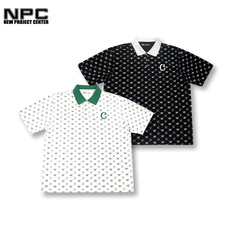NPC潮牌李晨nic同款C字母刺绣满印老花POLO衫男女同款NP26TE23