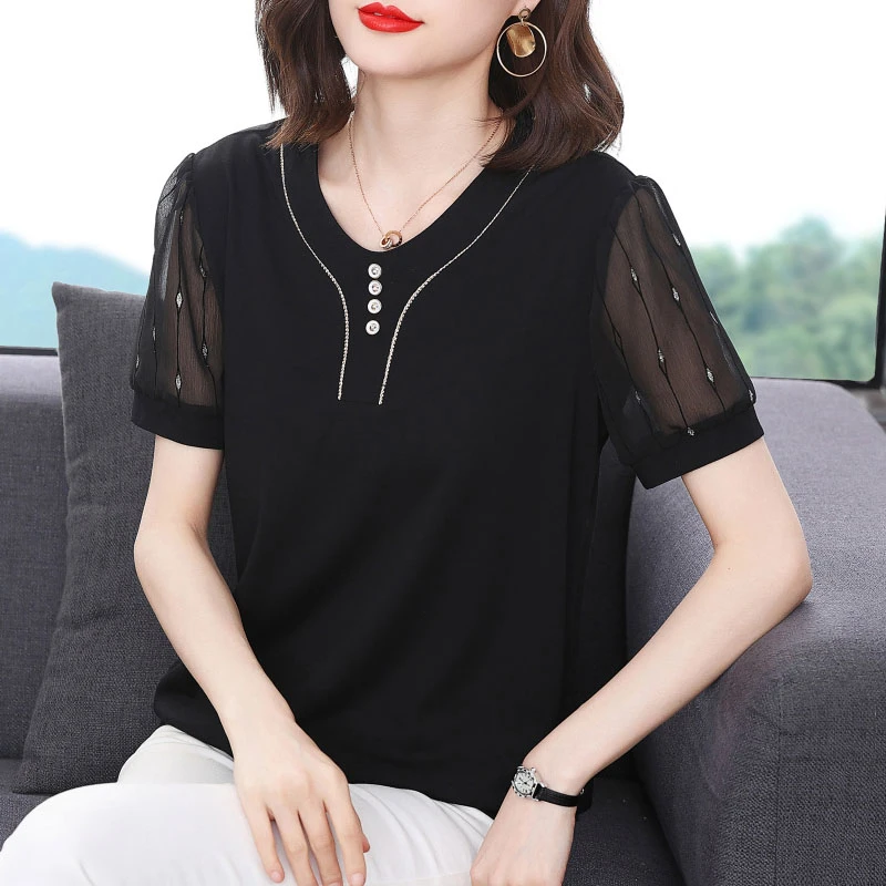 妈妈装夏装2025新款短袖T恤女中老年时尚洋气半袖小衫夏季上衣女