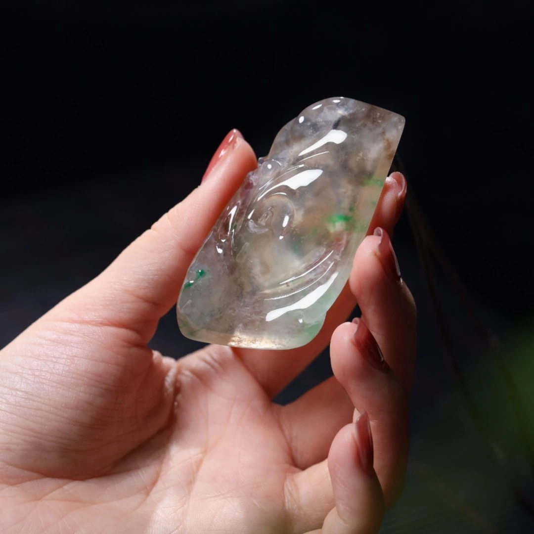 庄家翡翠【万象】水禅境中 天然翡翠冰飘花吊坠翡翠挂件
