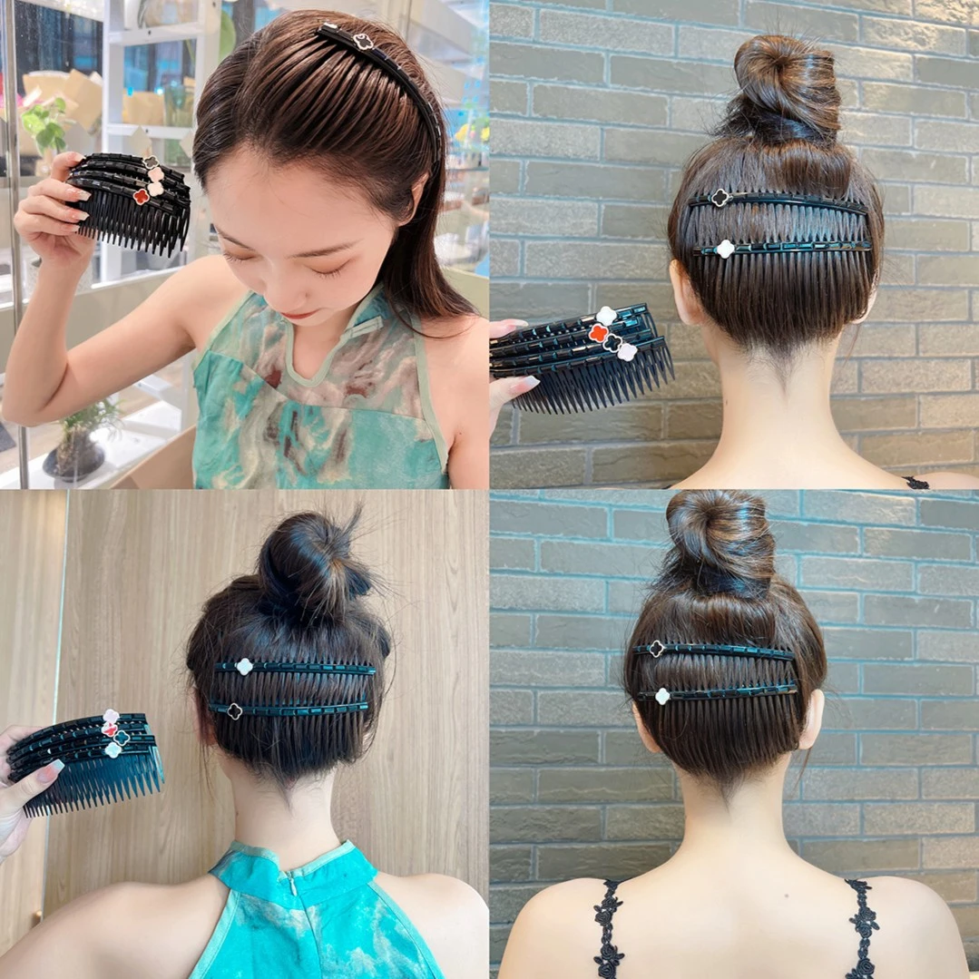 非金属亚克力发饰 碎花倒插梳简约优雅