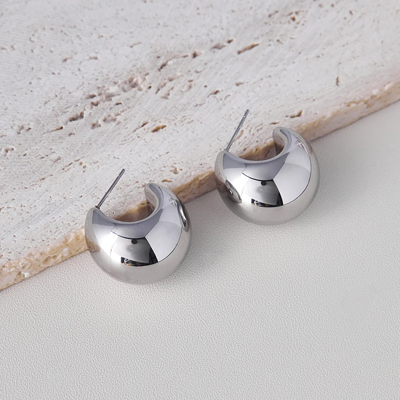 钛钢耳饰 冷淡风C形空心ins简约不规则时尚气质小众耳钉时髦素款