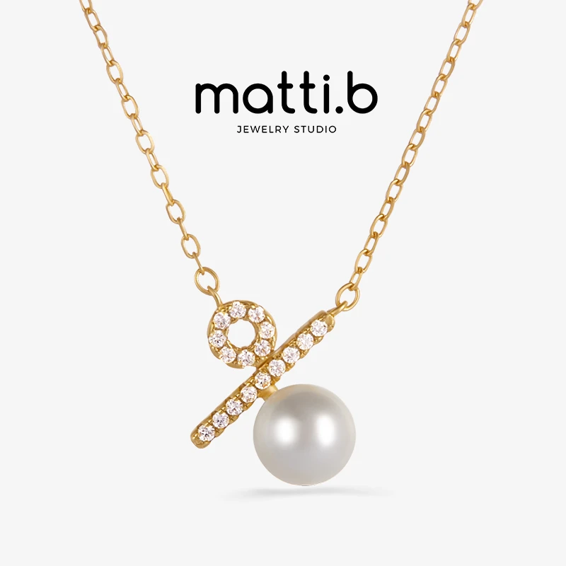 坠链均925银仿珍珠 小众设计百分比符号项链女士锁骨链高级感1613