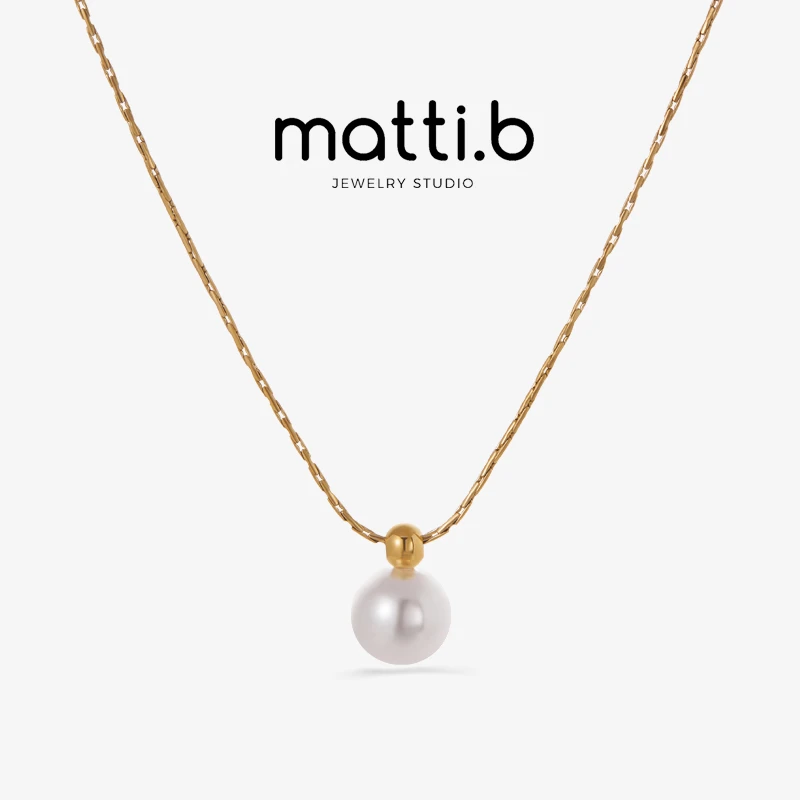 钛钢仿珍珠吊坠 简约气质时尚轻奢精致可滑动百搭经典坠链女1521