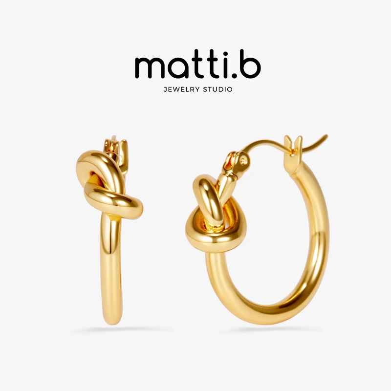 铜合金耳饰 绳结圆圈耳环女小众设计素圈轻奢高级感耳圈耳扣1669