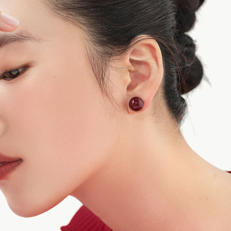 925银仿珍珠耳饰 2025年新爆款本命年安可拉红色气质百搭耳钉1724