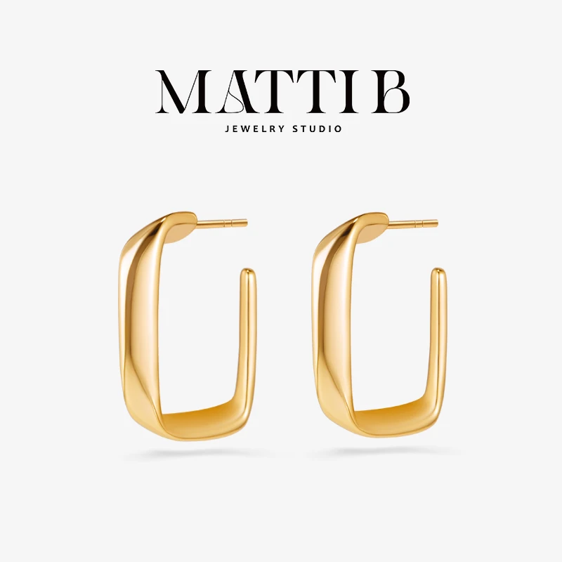 铜合金耳饰 方形素圈小众设计高级感新款爆款气质百搭耳钉女1761