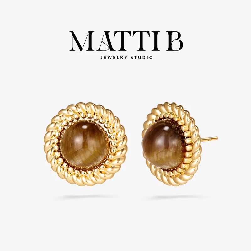 铜合金耳饰 法式复古明星同款高级美拉德轻奢小众气质耳钉女1854