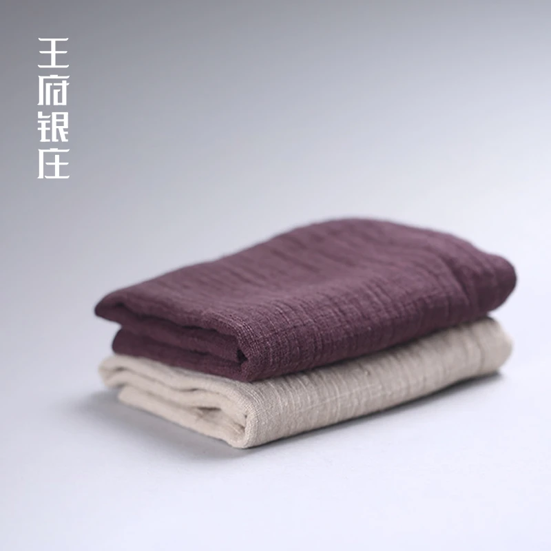 王府银庄手工高档茶巾加厚全棉吸水茶布麻布功夫茶具配件棉茶巾