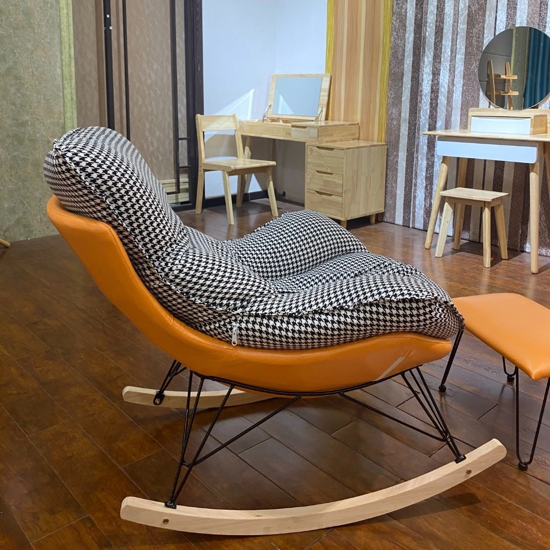 北欧网红懒人休闲躺椅家用轻奢摇摇椅客厅午睡阳台单人沙发中号