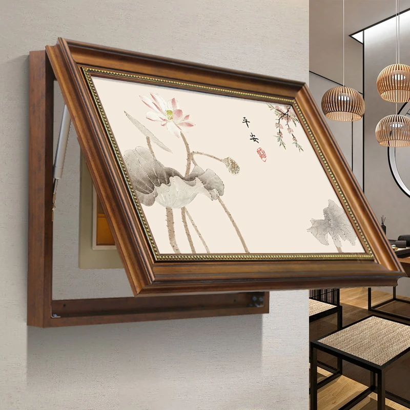 电表箱装饰画新中式风格家用免打孔电表盒遮挡箱餐厅配电箱挂画