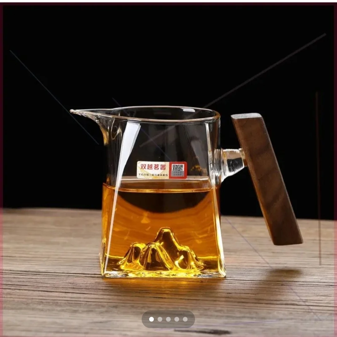 双越茗器  观山公道杯耐热玻璃  茶水分离杯中式高档透明过滤月牙