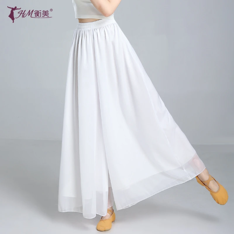 古典舞双层直筒阔腿裤舞蹈练功服装纱裤子女中国风飘逸宽松演出服