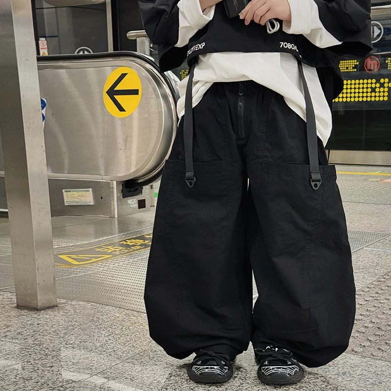 男童工装裤春秋款2024新款儿童装秋季痞帅休闲运动裤子男孩秋装潮