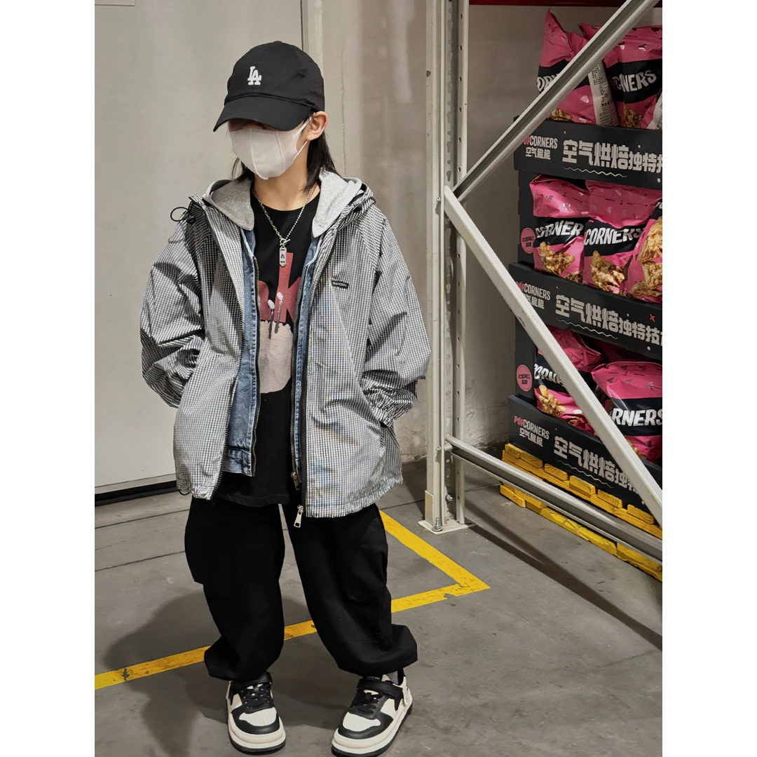 童装儿童男童外套春秋2024新款男孩春装连帽上衣帅气男宝宝潮