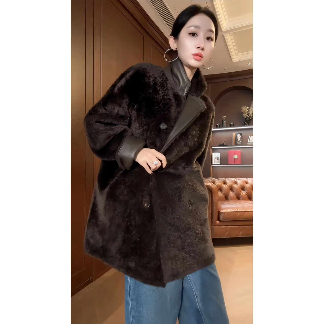 DR杨圣坤+2024新款 米洛半岛'西班牙进口皮毛一体外套DR2410-2018