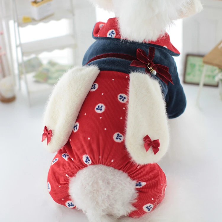棒棒糖狗狗衣服大耳撞色裙子四冬天加厚保暖服泰迪情侣装