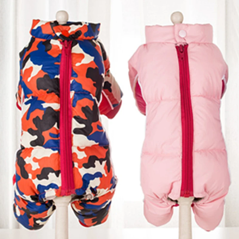 狗狗衣服冬天加厚四脚衣泰迪比熊幼犬全包肚子冬季保暖防风棉衣TC