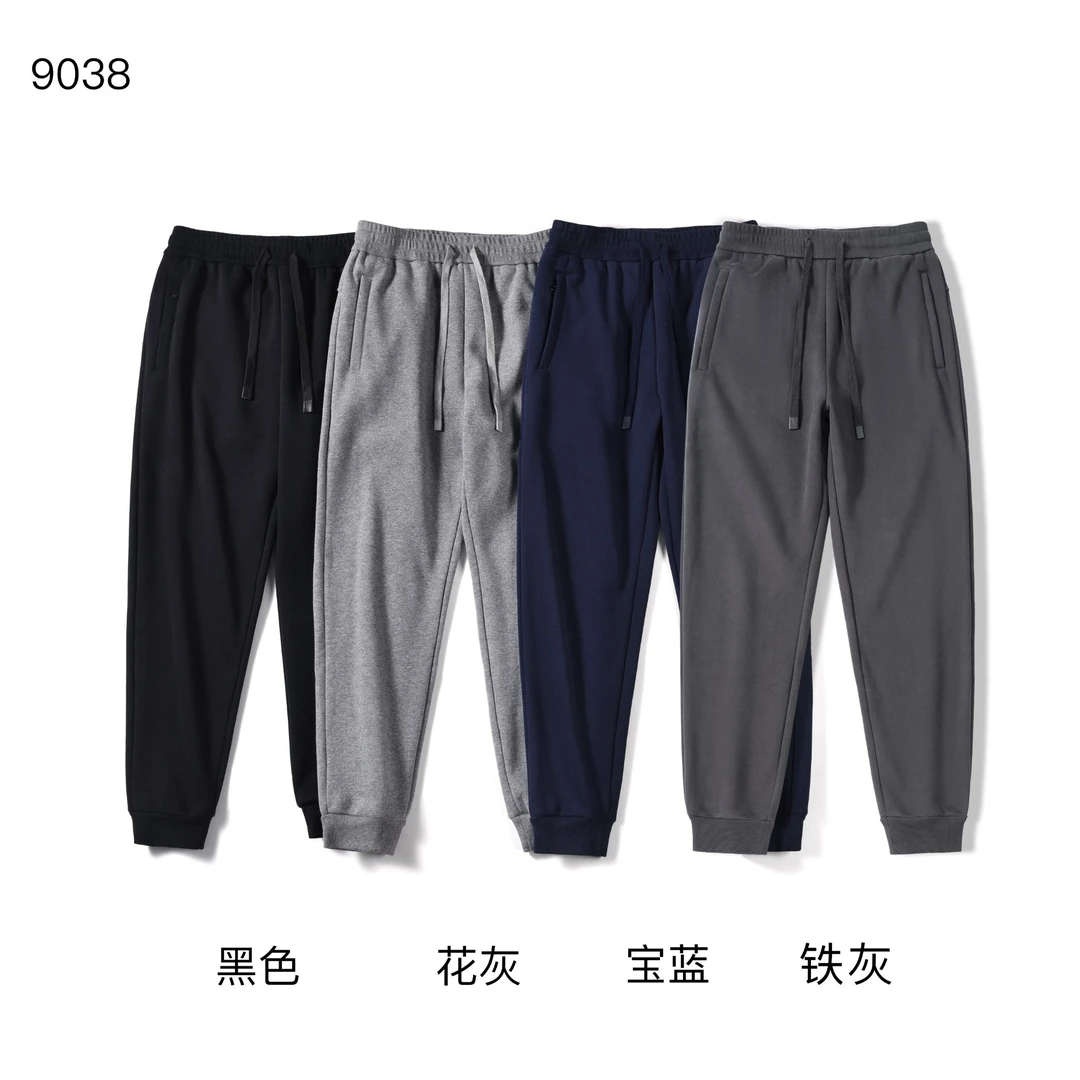 磨毛冬加绒男士运动休闲长裤宽松束脚保暖奥粒绒加绒男卫裤9038