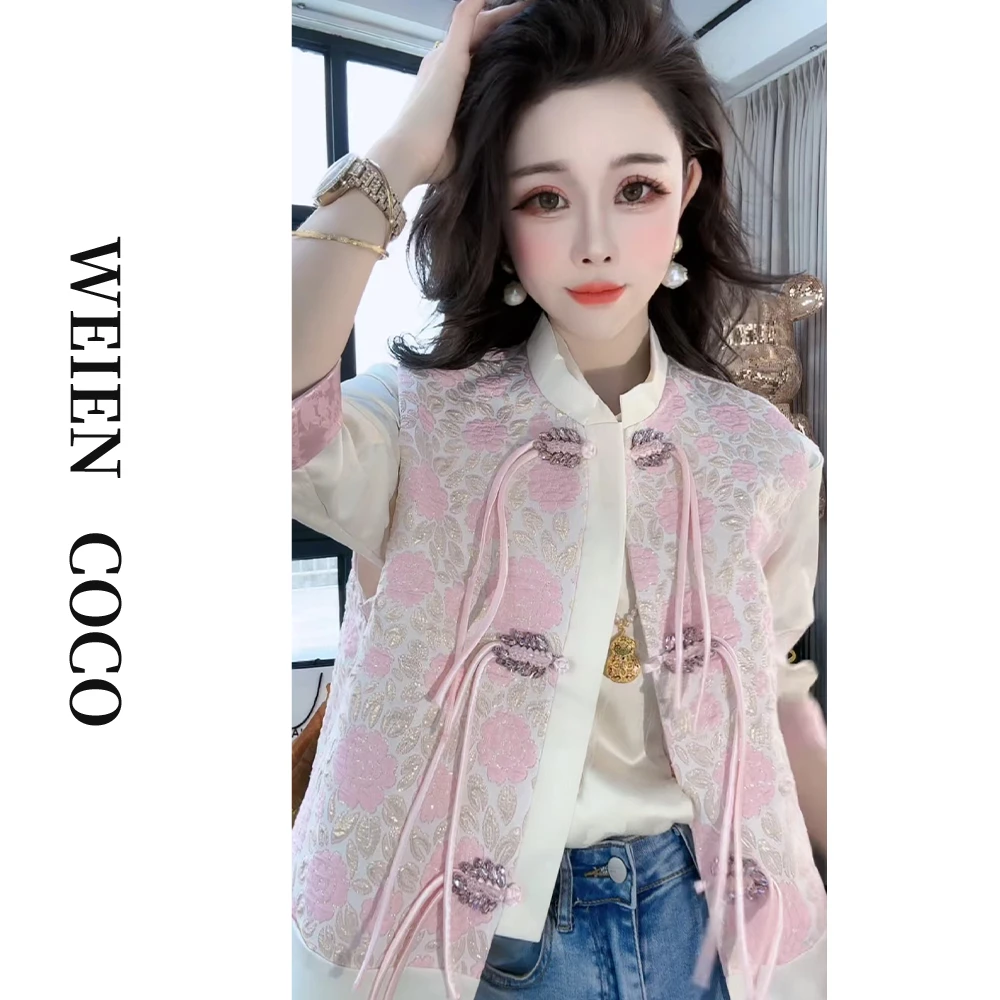 【薇恩COCO】中国风马甲复古中式提花绣花时尚民族风无袖马夹S0651