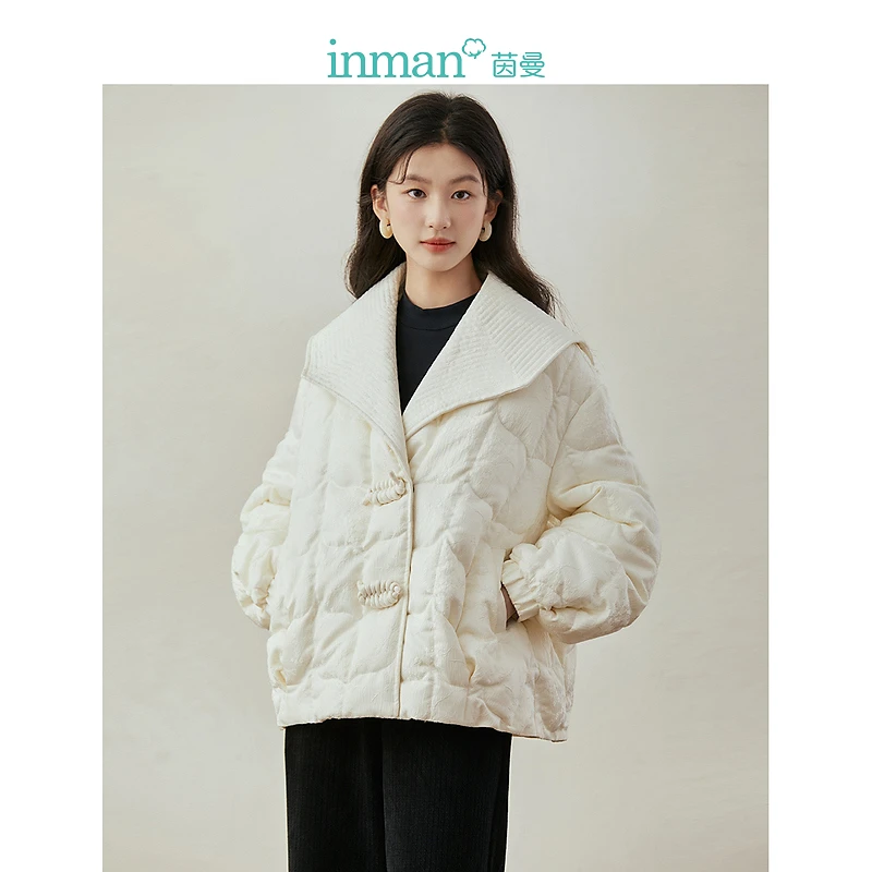【商场同款】茵曼冬季女棉衣/棉服外套女装短款新款大厚休闲长款
