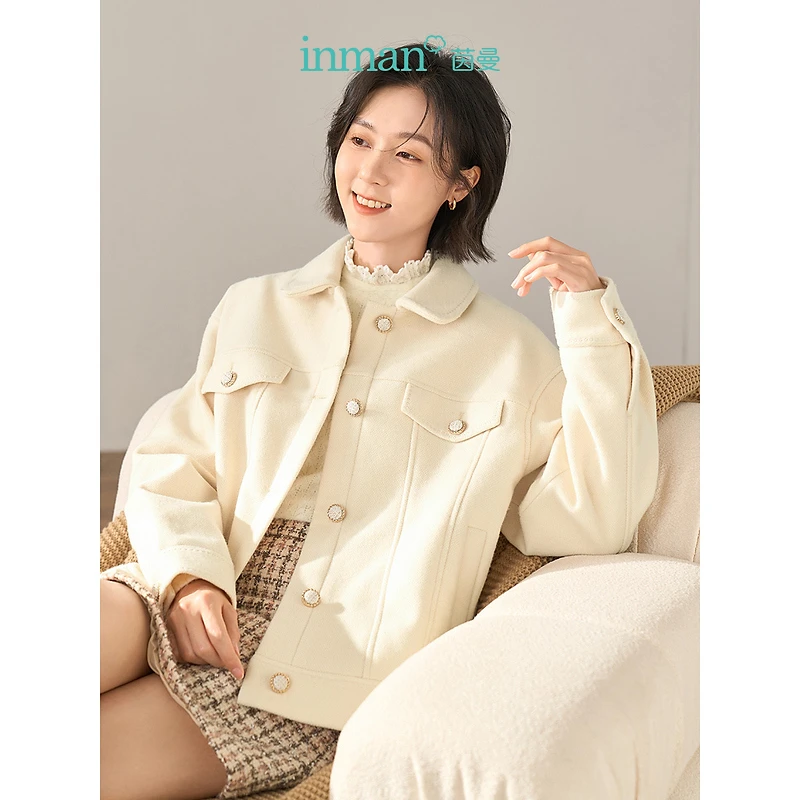 【流光风】茵曼2025秋冬女装新款宽松夹克微落肩长袖短款外套上衣