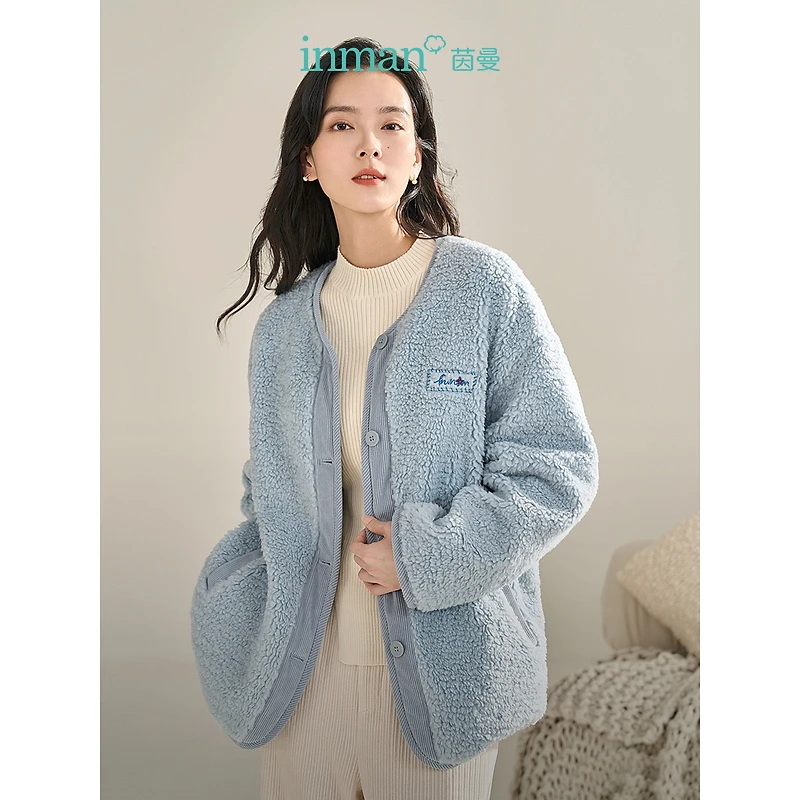 【冬季厚外套】茵曼冬季女短外套休闲小女士新款加厚羊羔绒气质保暖