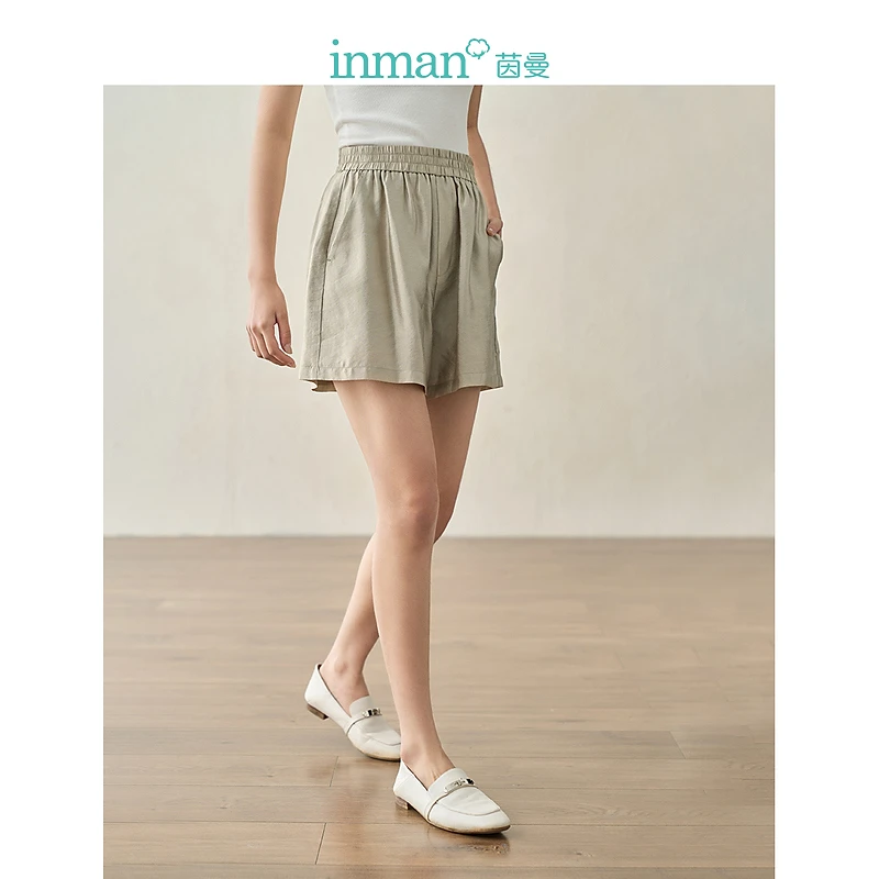 【雅丹风】茵曼松紧腰短裤2024秋季女装新款宽松显瘦易打理裤子