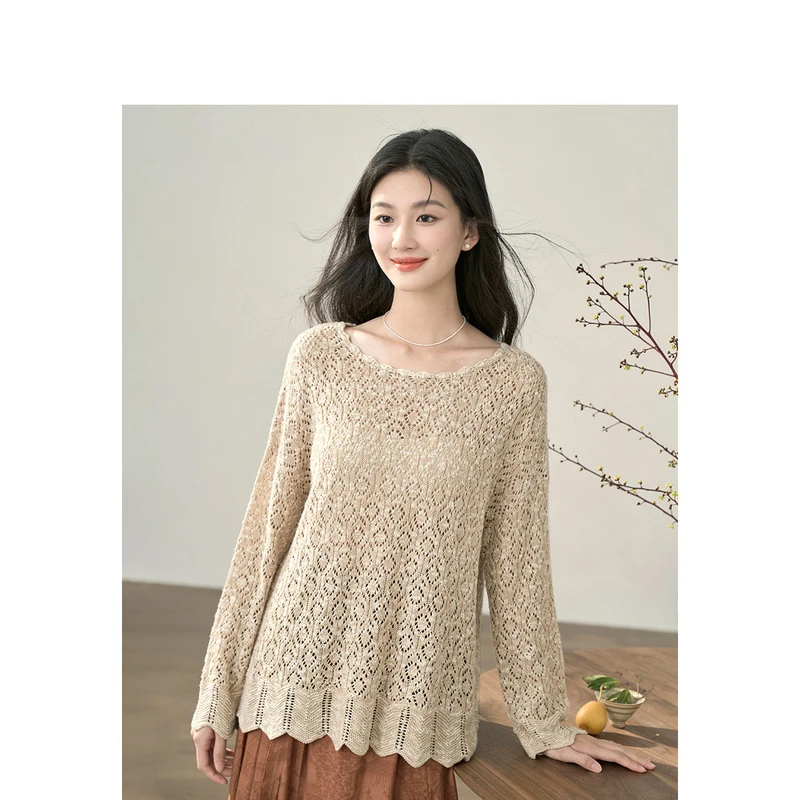 【商场同款】茵曼春秋女毛针织衫开衫毛衣长袖新款罩衫女装小衫宽松
