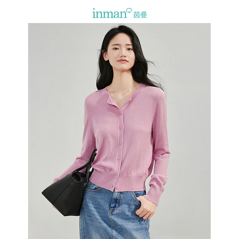 茵曼2025春秋新款女毛衣外套开衫短款长袖针织衫独特漂亮小衫