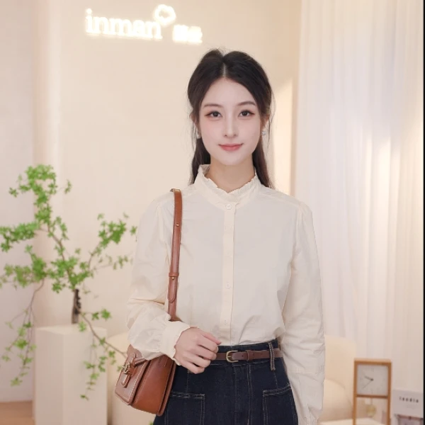 【温柔主义】茵曼春秋女衬衫衬衣上衣长袖气质新款泡泡袖显瘦休闲