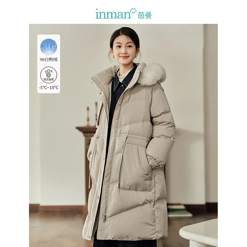 【商场同款】茵曼冬季女羽绒服短款长款新款外套女装毛领鸭绒加厚