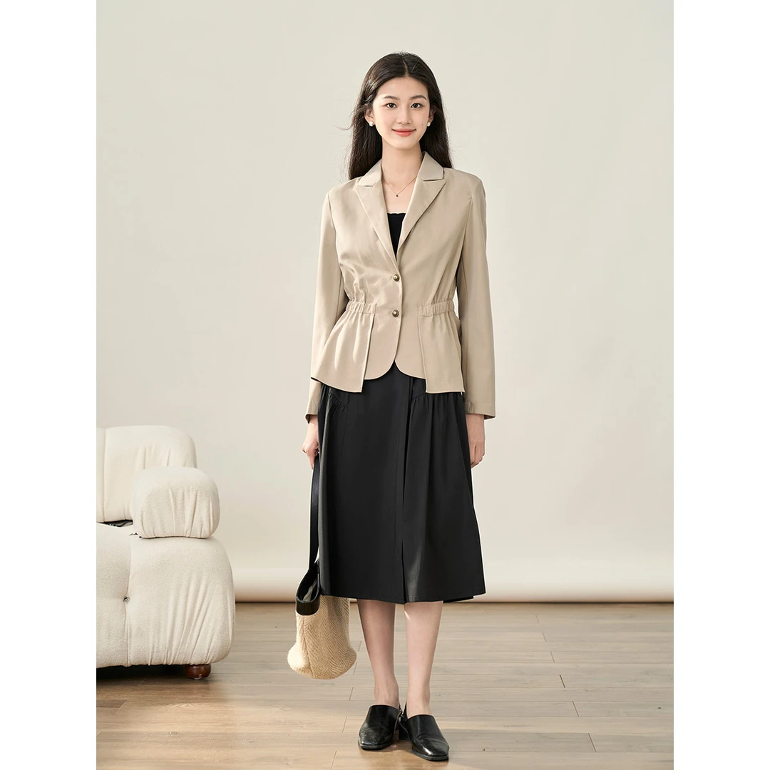 【商场同款】茵曼春秋女西装外套休闲上衣职业风通勤薄款百搭纯色
