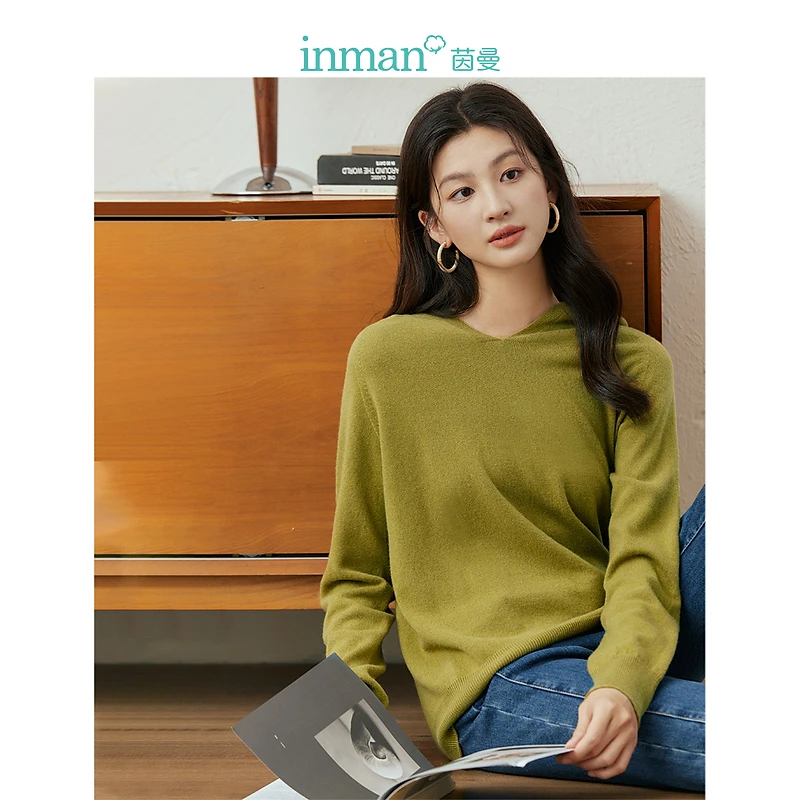 【秋冬毛衣内搭】茵曼冬季女羊毛衫外套长袖连帽时尚套头保暖新款