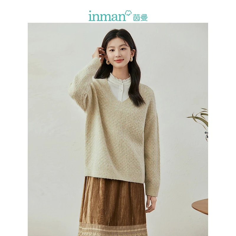 【秋冬毛衣】茵曼冬季女毛衣外套上衣宽松女装套头毛衣长袖慵懒气质