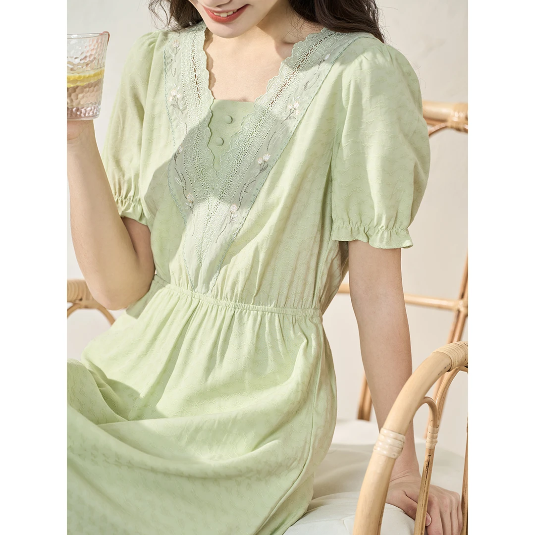 【雅丹风】茵曼夏季女连衣裙裙子女装气质显瘦新款短袖休闲上衣收腰