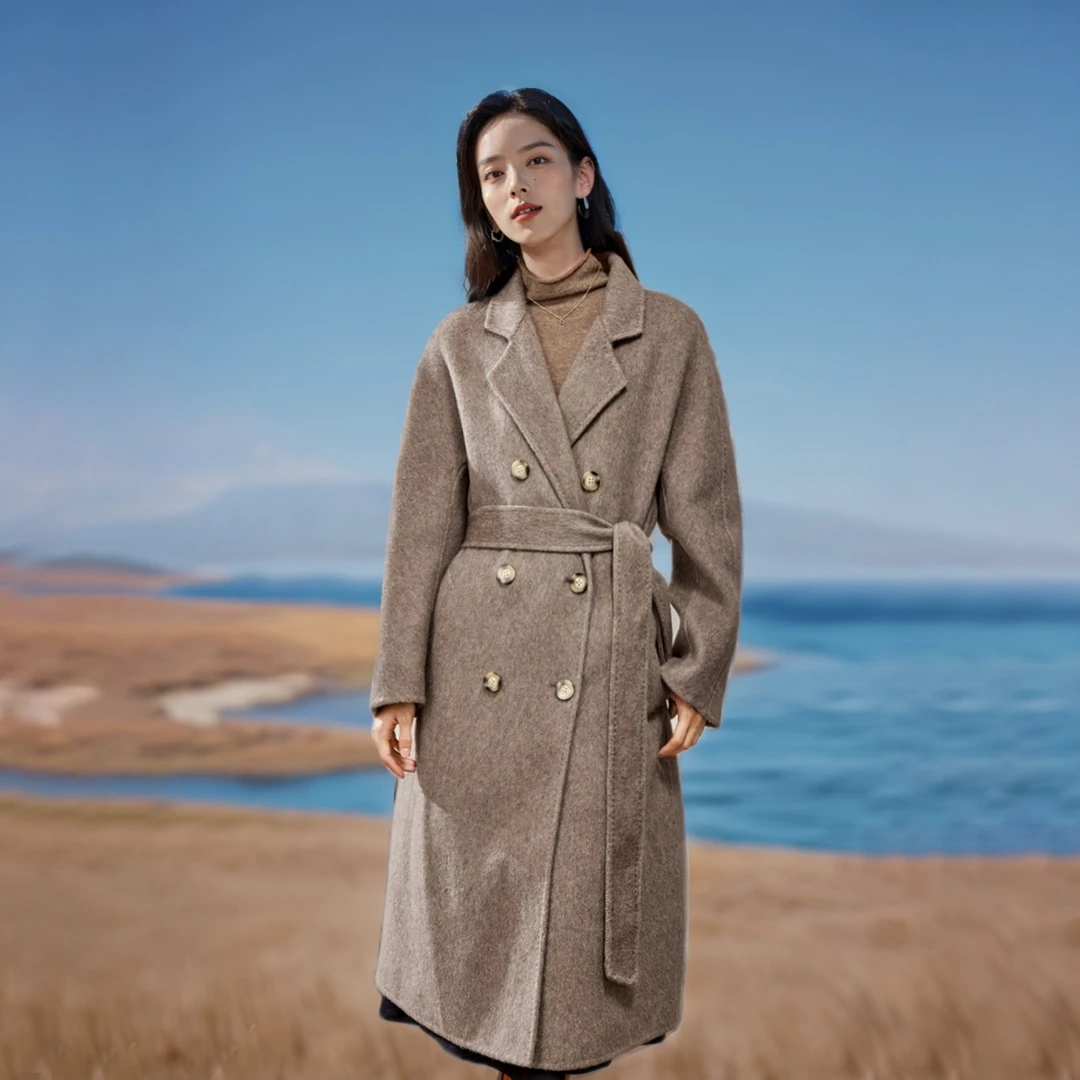 【秋冬大衣】茵曼冬季女毛呢外套气质短款格子新款显瘦翻领长袖休闲