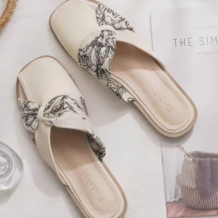 新款晚晚风温柔无后跟懒人一脚蹬软底平底法式气质包小香风