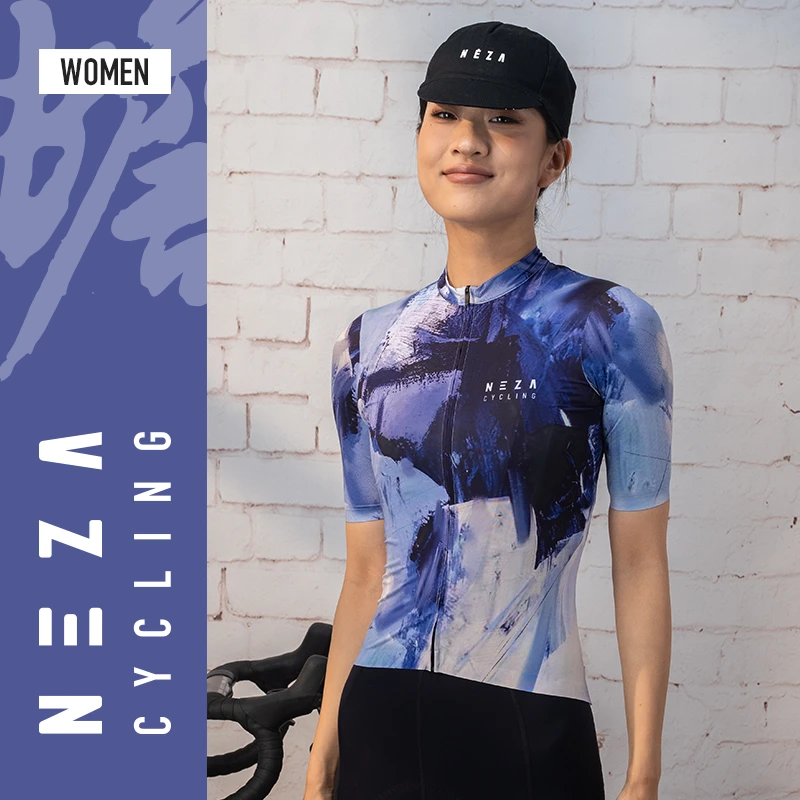 NEZA「蟾.蓝冰」男女款透气速干骑行服短袖上衣公路自行车夏季薄款
