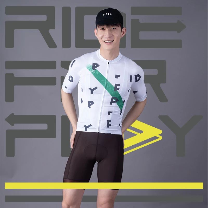 NEZA「宫001」男女款速干凉感白色骑行服短袖公路车夏季